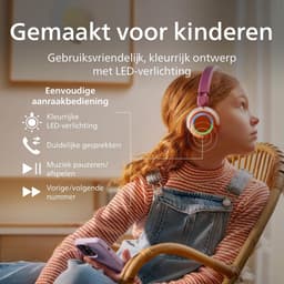 PHILIPS TAK4200MP 4200-serie On Ear draadloze opvouwbare hoofdtelefoon voor kinderen - 45 uur afspeeltijd, beperkt volume, Audio delen, laadkabel meegeleverd - Ambiant verlichting - Magenta Paars — thumbnail 7