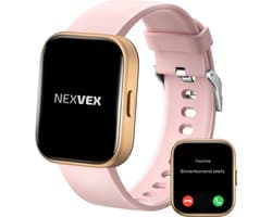 Nexvex® Elite Smartwatch voor Dames - Sporthorloge met Hartslagmeter - Bloeddrukmeter - Stappenteller - Sport Horloge met Belfunctie - Smart Watch Saturatiemeter - Zaklamp - Yoga - Bluetooth Activity Tracker - Android/iOS - 2.0 Inch - Rosé