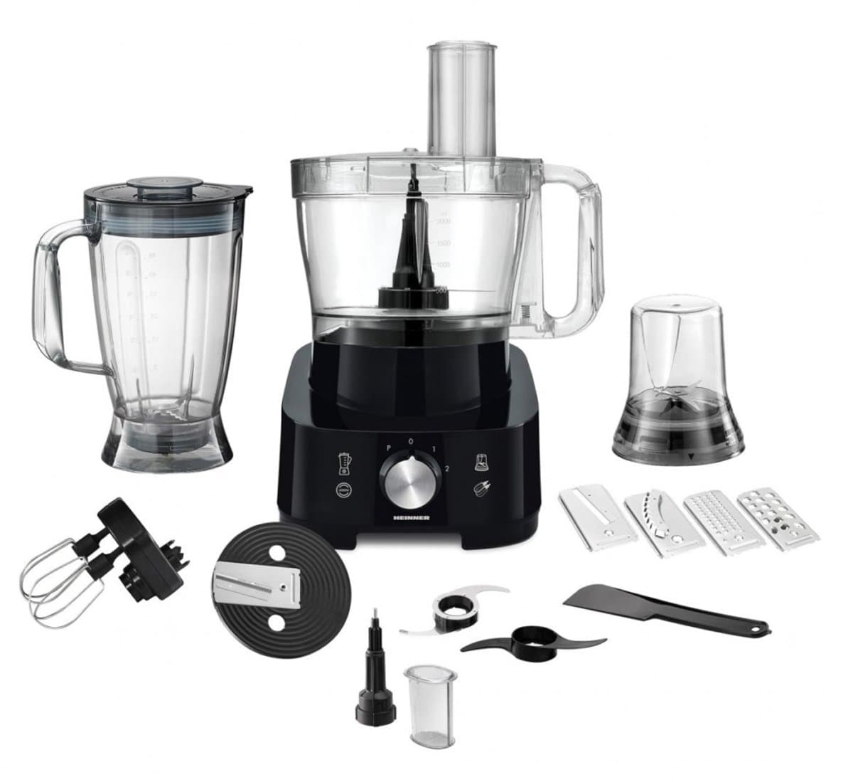 Heinner Multifunctionele Foodprocessor – 1000 W – Mengkom 3,5 L – Blender 1,8 L – 2 Snelheden en Pulsstand – Hak-, Kneed-, Snij-, Rasp-, Klop- en Maalfunctie – Zwart — afbeelding 1