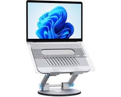 Aboow 360° Draaibare Laptopstandaard – In Hoogte Verstelbaar – Draagt tot 20kg – Ergonomisch & Opvouwbaar – Aluminium – Voor 10”–17” Laptops