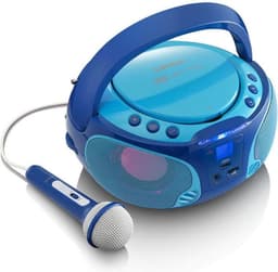 Lenco SCD-650BU - Draagbare cd speler en kinderradio met karaokemicrofoon, USB, FM-radio en disco lichteffecten - Blauw — thumbnail 3
