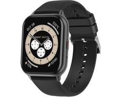 Electrox - Smartwatch met sportfuncties - Smart Horloge - Fitness Tracker - Bluetooth Smartwatch – Full Touchscreen - Bloeddruk & Hartslagmeter - Activity Tracker - Dames en Heren SmartWatch - Zwart T17F