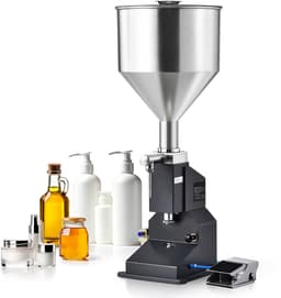 Pneumatische Pastavulmachine, 5-50 ml Flesvuller, Roestvrijstalen Vloeistofvuller met Pedaal voor Melk, Water, Sap, Etherische Olie, Shampoo, Cosmetica, Honing en Lotion — thumbnail 1