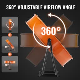 Trommelventilator, 24 inch, Hoge Snelheid, 3 Snelheden, 8600 CFM, Instelbaar voor Industriële Ruimtes Zoals Magazijnen. — thumbnail 2