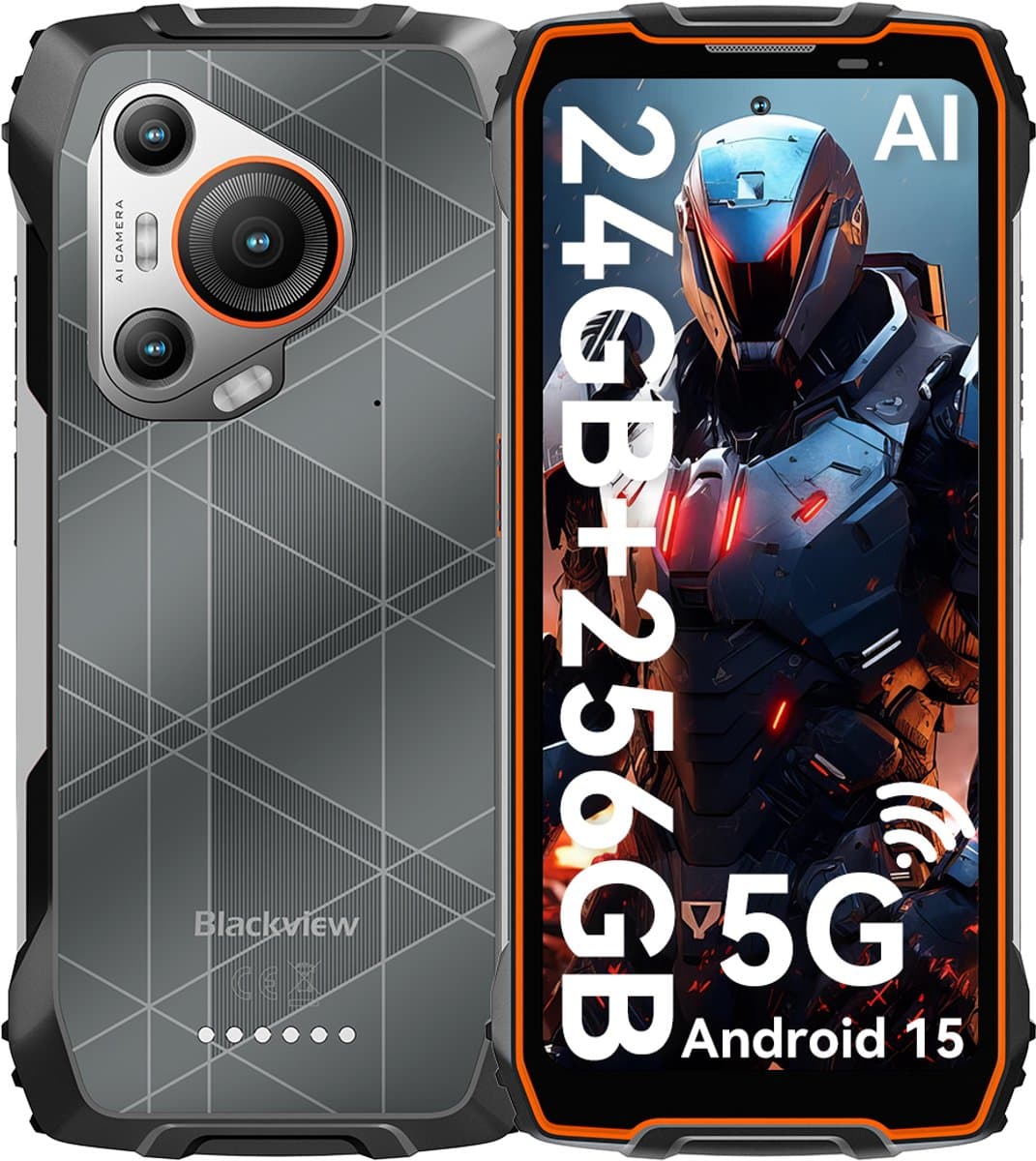 Blackview BL7000 - AI Robuuste Smartphone - 5G - 24GB RAM - 256GB ROM - 6.78 inch 120Hz - Robuuste Telefoon - IP68 Waterdicht - Nachtzicht - Android 15 - NFC - GPS - Oranje — afbeelding 1