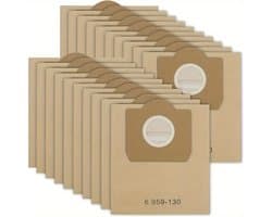 20x Stofzuigerzakken Compatibel met Kärcher WD3 A2201/A2204/A2504/A2554/A2251/A2604 – Model 6.959-130.0 – 9.5L Capaciteit – 99% Filtratie – Hoge Efficiëntie – Bruin – Vervangende Filterzakken