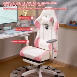 FOXSPORT Game Stoel - PC-bureaustoel met voetsteun - verstelbare gamingstoel - met hoofdsteun en lendenkussen - Ergonomisch Bureaustoel - 360° draaistoel - Roze — thumbnail 4
