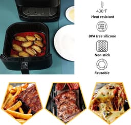 2-pack - Airfryermat - Siliconen Airfryer Liners - 7,5 inch herbruikbare siliconen matten van voedingskwaliteit - antiaanbaklaag en hittebestendige accessoires voor Airfryer - Zwart en rood — thumbnail 7