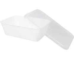 PP Magnetron Bakjes / Microgolfoven rechthoekig. 750 ml. met deksel. wit per 200 stuks