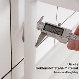 CHIWIN Magnetron Rek Uitschuifbaar - Keukenkast voor Magnetron - Magnetron Opbergrek - Magnetronkast - Keuken Organizer - met 5 S-vormige Haken - Geen Boren - voor Magnetrons, Koffiezetapparaten, Airfryers, Oven - Wit — thumbnail 5