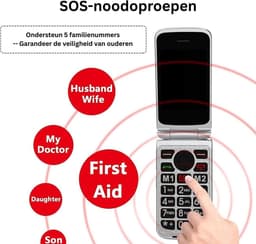 Senioren Mobiele Telefoon 4g - Senioren GSM - Rood — thumbnail 5