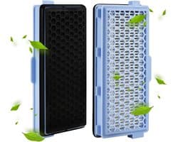 Actieve Hepa Filter Set 2 Stuks Geschikt Voor Miele Classic Compact C1, Complete C2 & C3 - Vervangbaar - Stofzuiger Onderdelen - Stofzuigerfilter - Filter Onzuiverheden - Blauw
