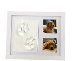 Dutchers.® Fotolijst met gipsafdruk - Klei - Voor Pootafdruk Hond of Kat - Gipsafdruk - Fotolijst Huisdier - Pootafdruk Set - 3D Fotolijst - Voor Dierbare Herinneringen - 23x28CM - Wit