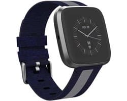 Nylon Smartwatch bandje - Geschikt voor Apple Watch geweven nylon gesp band - zwart/grijs - Strap-it Horlogeband / Polsband / Armband - maat: 38 / 40 / 41 / 42mm