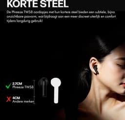 Draadloze Oordopjes – Bluetooth Oordopjes – Oortjes draadloos – Oordopjes draadloos - Noise cancelling - Universeel – Wit — thumbnail 2