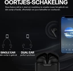 Draadloze Oordopjes – Bluetooth Oordopjes – Oortjes draadloos – Oordopjes draadloos - Noise cancelling - Universeel – Wit — thumbnail 4