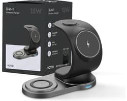 VOTIQ® 3-in-1 oplader geschikt voor MagSafe Apple iPhone 12/13/14 PRO/MAX/Mini Watch en Airpods - QI 15W Snellader - Magnetisch GSM Station