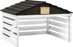 vidaXL - Overkapping - voor - grasmaaier - 78x74x54 - cm - vurenhout - zwart - en - wit — thumbnail 1