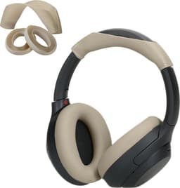 kwmobile siliconen cover voor koptelefoon - geschikt voor Sony WH-1000XM4 / WH-1000XM3 - Voor band en oorpads - 3x in beige — thumbnail 14