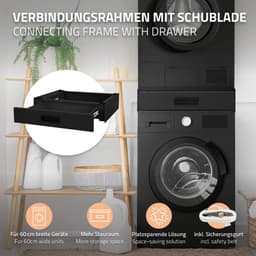 Tussenstuk voor wasmachine en droger – Universeel tussenbouwframe met lade 60,5x54 cm in zwart ML design — thumbnail 6