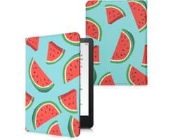 kwmobile e-reader hoesje geschikt voor Amazon Kindle Paperwhite 11. Generation 2021 hoes - E reader flip case met magneetsluiting - Ereader cover - Watermeloen design in rood / groen / zwart