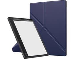 Hoes Geschikt voor Kobo Elipsa 2E - Luxe E-reader Trifold Case - Bescherm Hoesje Book Cover - Donkerblauw