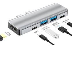 NÖRDIC DOCK-175 USB-C Dockingstation - 1xHDMI 4K30Hz, 1xUSB-A 2.0, 1xUSB-A 3.0, 1xUSB-C 100W PD - Grijs