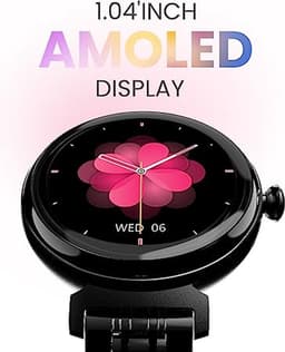 HiFuture Aura Smartwatch dames, 1,08 inch roestvrijstalen AMOLED-display, Stappenteller, Hartslagmeter, polshartslagmeter, echte Sp02-sensoren, IP68 waterdicht, activiteitenteller, magnetische lading compatibel met Android en iOS, kleur (Zwart) — thumbnail 5