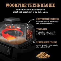 Ninja Woodfire - 7-in-1 Elektrische BBQ Grill, Smoker & Airfryer - Tafelmodel Barbecue - Geschikt voor Balkon - OG701EU — thumbnail 4
