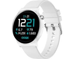 OOQE WATCH CS PRO - Smartwatch Heren en Dames | Geschikt voor iOS en Android | Full HD | Notificaties | Gezondheidsanalyse | Sportanalyse | GPS Koppeling | Bellen | Muziek/Audio Luisteren | Spelletjes | Ergonomisch | Nederlandstalig | Wit