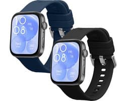 kwmobile 2x horlogebandjes geschikt voor Huawei Watch Fit 3 bandje - Smartwatch bandjes van TPU - Activity tracker horloge band in zwart / donkerblauw