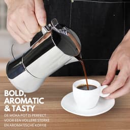 House of Husk Moka Pot Percolator Zwart - 4 Kops – Espresso Koffiemaker – RVS - Espressomaker - Zilver - 300ml — thumbnail 2