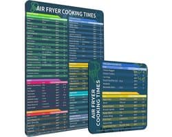 Kookboeken - Airfryer-accessoires Kooktijden, Airfryer-magnetische cheatsheetset, Airfryer-kaartmagneetblad - Snelle referentiehandleiding voor koken en frituren ( 2 x Universeel Airfryer-accessoires)