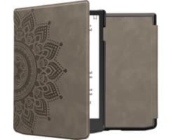 kwmobile e-reader hoesje geschikt voor Pocketbook InkPad 4 / Color 3 / Color 2 / Vivlio InkPad 4 / InkPad Color 3 hoes - Ereader flip case met standaard - Kunstleren e reader cover - Opkomende Zon design in grijs