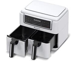 TurboTronic AF118 Dubbele Airfryer XXL - Digitale Heteluchtfriteuse - Dubbele mand - 7,6 Liter - 2x 3,8L - 12 programma's - Touchscreen - Wit