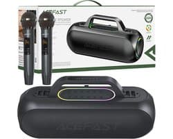 Acefast - K1 - draadloze karaokeluidspreker met - 2 - microfoons - zwart