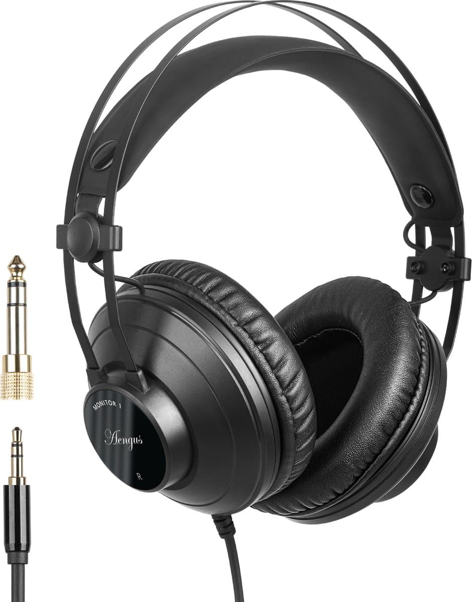 Áengus Koptelefoon met draad voor DJ en Studio - hoofdtelefoon met kabel - Over Ear - Zwart — afbeelding 1