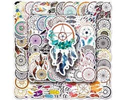 Dromenvangers Stickers - Set van 50 Stuks - Dream Catchers - Stickers voor Laptop, E-reader, Koffer, Bullet Journal en Planner - Stickers Kinderen en Volwassenen - Decoratieve Stickers - Creatief - Bloemen - Scrapbook