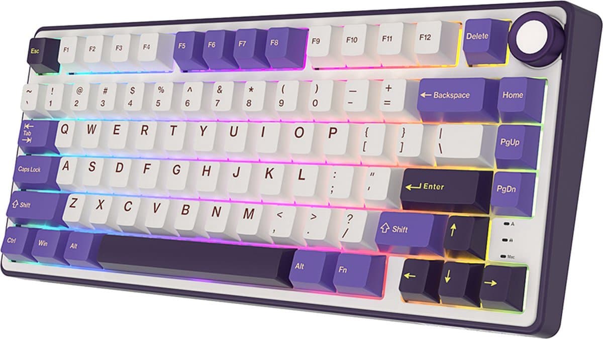 Royal Kludge RKR75 - RGB Mechanisch Gaming Toetsenbord - Foam Touch - Hot Swappable Switch - Blackberry - Brown Switches - Inclusief Stofkap — afbeelding 1