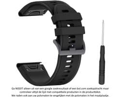 Zwart Siliconen horlogebandje geschikt voor Garmin Fenix 5 (& 5 Plus & Sapphire) / Forerunner 935/945 / Quatix 5 &5 Sapphire / Fenix 6 &6 Plus / Approach S60 & S62 / MARQ devices / D2 Delta – Quickfit Compatibel – 22 mm black smartwatch band