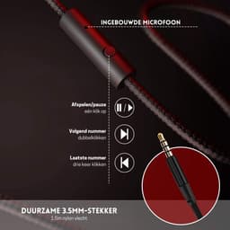 StayPowered Koptelefoon - Ingebouwde Microfoon - Lichtgewicht - Hoogwaardig Materiaal - Ademende Kussens - Zwart/Rood - 1,5m lange Snoer - Opvouwbaar en Draagbaar - 3,5mm Aansluiting - Levering Sneller dan Aangegeven! — thumbnail 2