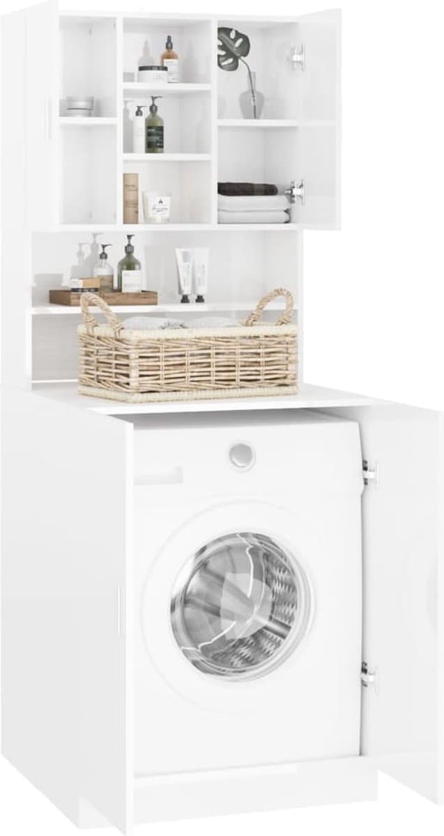 Wasmachine ombouw - Kast - Opbouwmeubel - Verhoger - Wasmachine meubel - Opbergkast - Hout - Wit — afbeelding 1