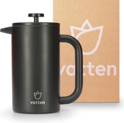 Vatten® Premium RVS French Press - Zwart - 1 Liter - Dubbelwandige Koffiemaker - Cafetière — thumbnail 1