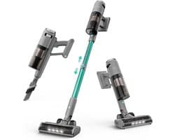 Luxe Steelstofzuiger – Draadloos – Stofzuiger zonder Zak op Accu – Wireless Vacuum Cleaner – 38000PA Zuigkracht – LED Verlichting – 450W – Grijs