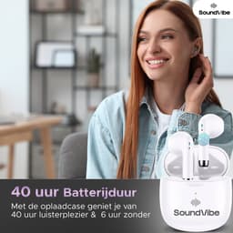 SoundVibe® - Earbuds Draadloos Met Noice Cancelling - Wit - Bluetooth Oordopjes - Noice Cancelling Hoofdtelefoon - Draadloze Oordopjes - Oortjes Draadloos — thumbnail 5