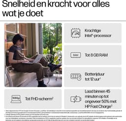 HP Chromebook x360 14b-cd0635nd Intel® Core™ i3 i3-N305 35,6 cm (14") Touchscreen Full HD 8 GB LPDDR5-SDRAM 256 GB eUFS Wi-Fi 6 (802.11ax) ChromeOS Zilver — thumbnail 3