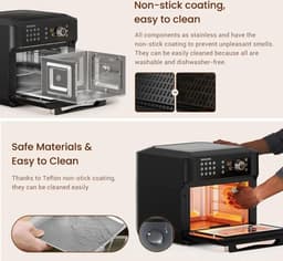 Jemaison® Mini oven vrijstaand - Oven - Heteluchtfriteuse - App bestuurbaar - Zwart - 35-205°C - 15L - 1700W — thumbnail 6