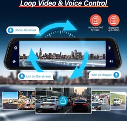 Spiegel dashcam draadloze Apple Carplay Android Auto 9.66 inch met touchscreen — thumbnail 4