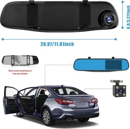 Auto spiegelrecorder Full HD 1080p 43 inch dashboardcamera - dubbele lens nachtzicht - achteruitkijkcamera — thumbnail 4