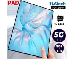 NextTab - 2024 Nieuwe 11,6 Inch 5G Tablet - Android 11.0 Phablet met 16GB RAM en 1TB Opslag | Grote Tablet met Dual Camera's, Dual SIM, WiFi, Type-C en Hoge Prestatie
